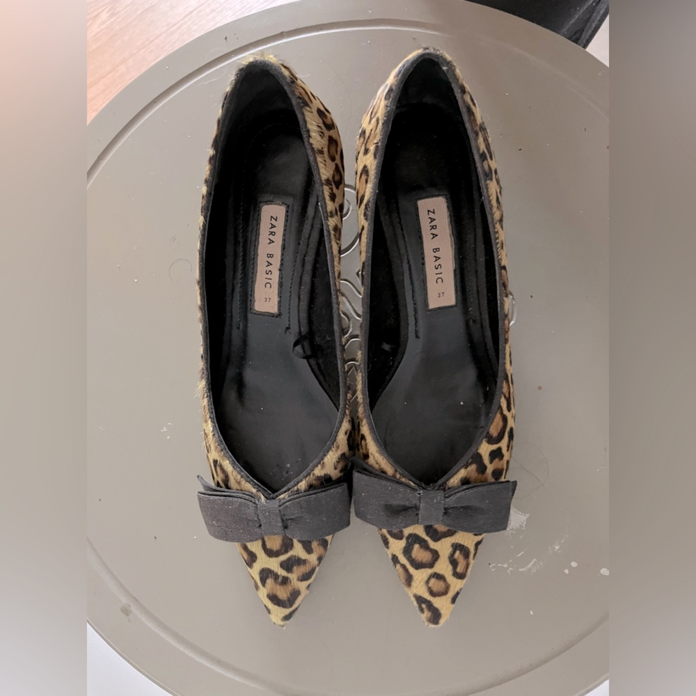 NWOT- Zara Animal print kitten heel pumps! Size 37. Leather - Picture 2 of 5